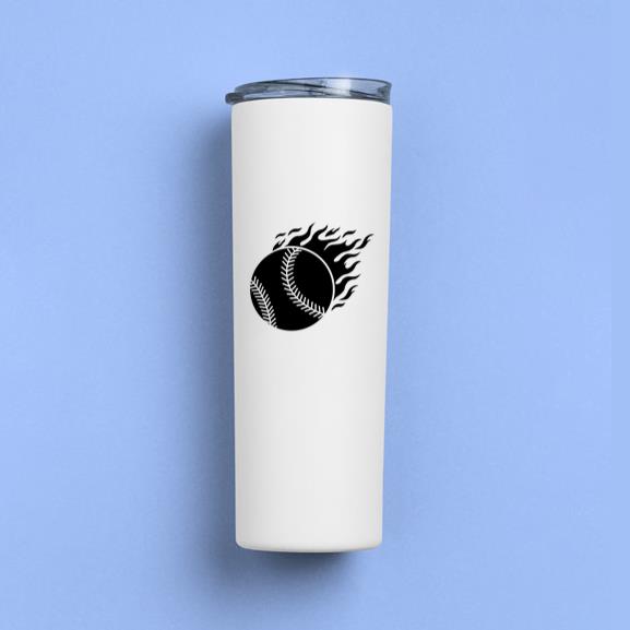 Baseball Ball With Flames Cut Out Tumbler
