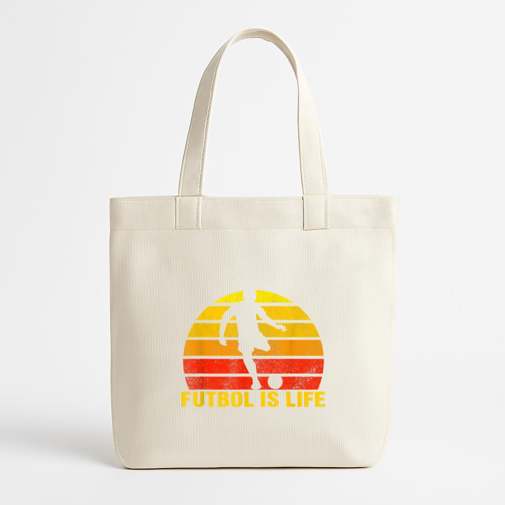 Futbol Is Life Vintage Soccer Canvas Tote Bag