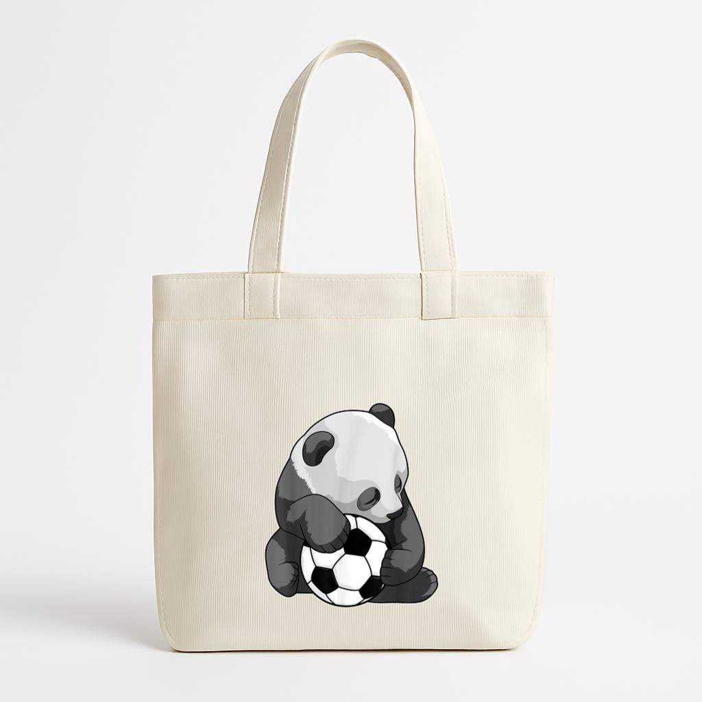 Panda Soccer Player Sports Canvas Tote Bag