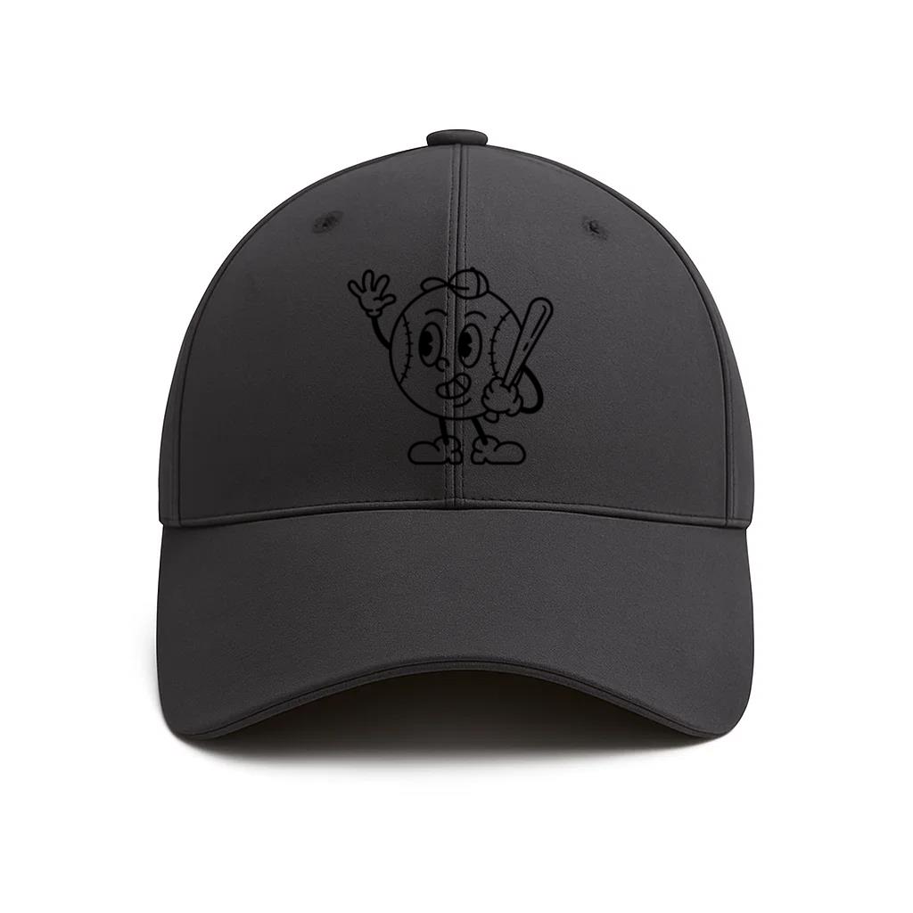 Playful Cartoon Baseball Character Illustration Cotton Baseball Hat