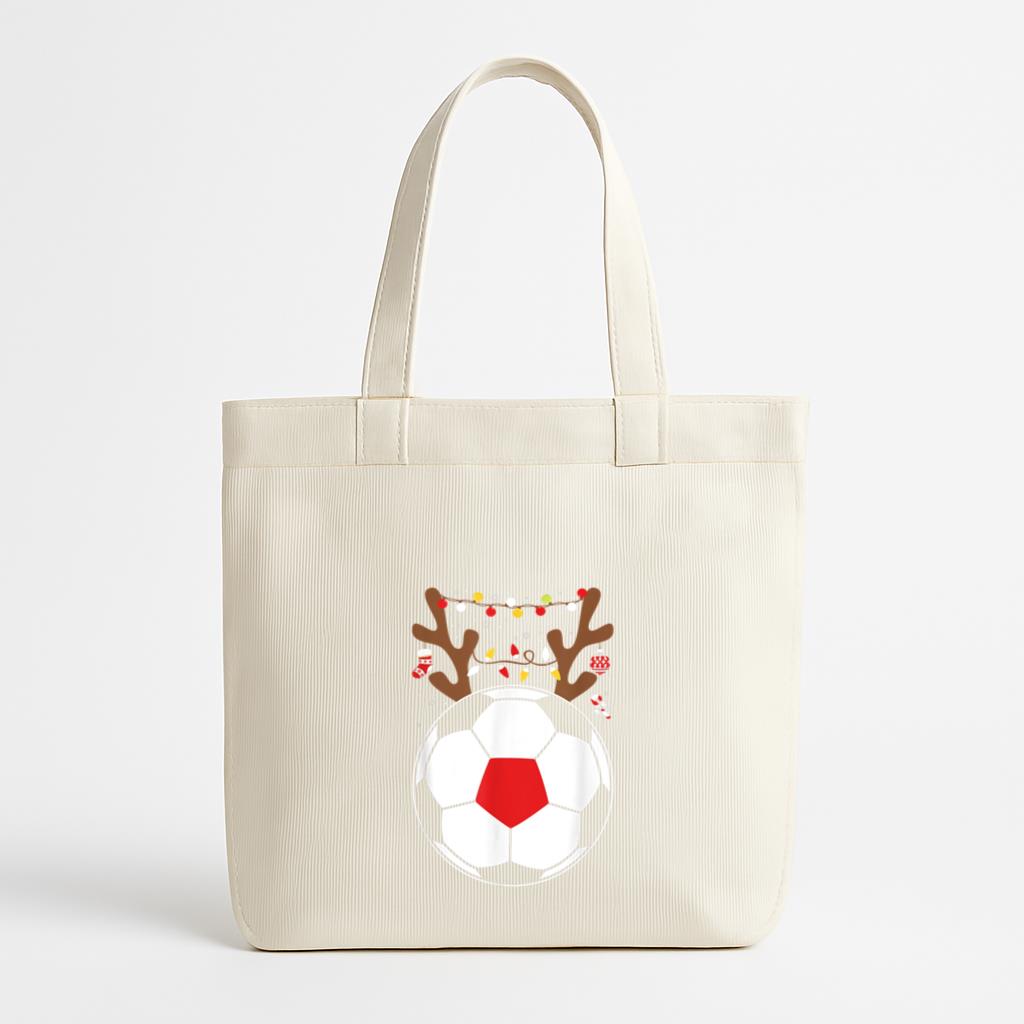 Reindeer Soccer Ball Deer Canvas Tote Bag
